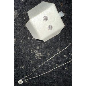 Halo Pendant Necklace & Earrings SET - Lab Grown Diamonds VS+